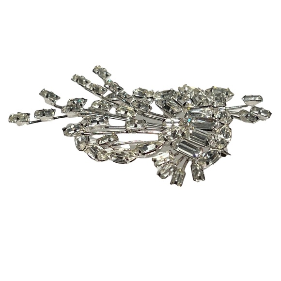 VINTAGE STAR ART STERLING CLEAR RHINESTONE CRYSTAL BROOCH PENDANT - Picture 12 of 13